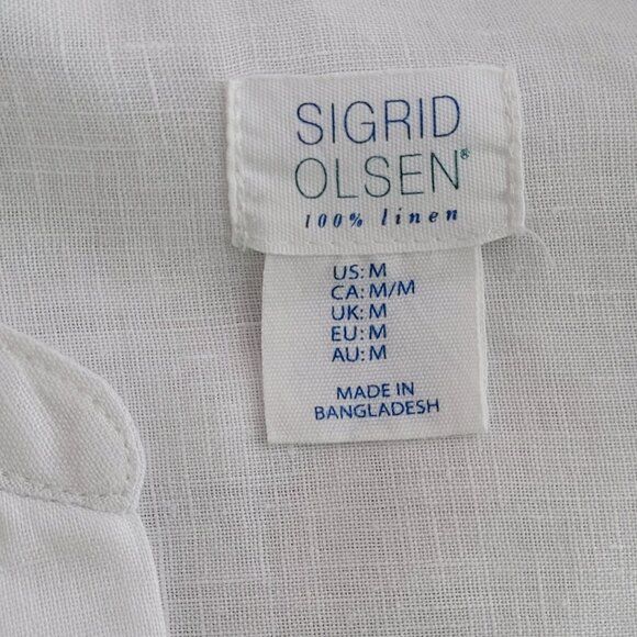 Sigrid Olsen Oversize White Linen Button-up Blouse Tunic Medium EUC - Picture 2 of 7